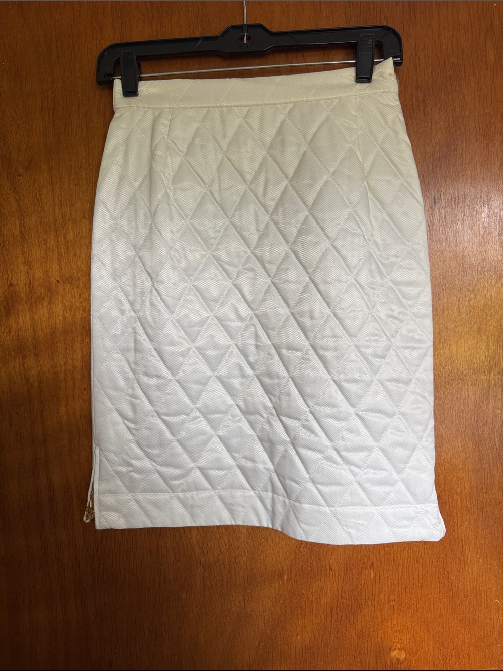 Escada Quilted Cream Pencil Skirt